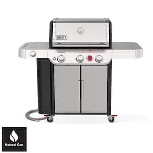 Genesis S-335 3-Burner Natural Gas Grill in Stainless Steel with Full Size Griddle Insert
