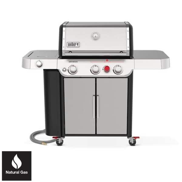 Weber Genesis S-335 3-Burner Natural Gas Grill in Stainless Steel with Full Size Griddle Insert