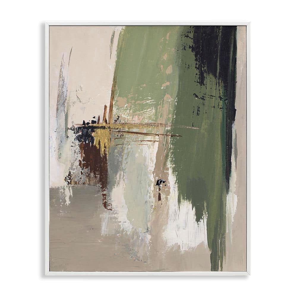 Green & Tan Brush Strokes by Patricia Pinto White Framed Giclee Art Print Abstract 16 in. x 20 in. price history on PriceWatchPro
