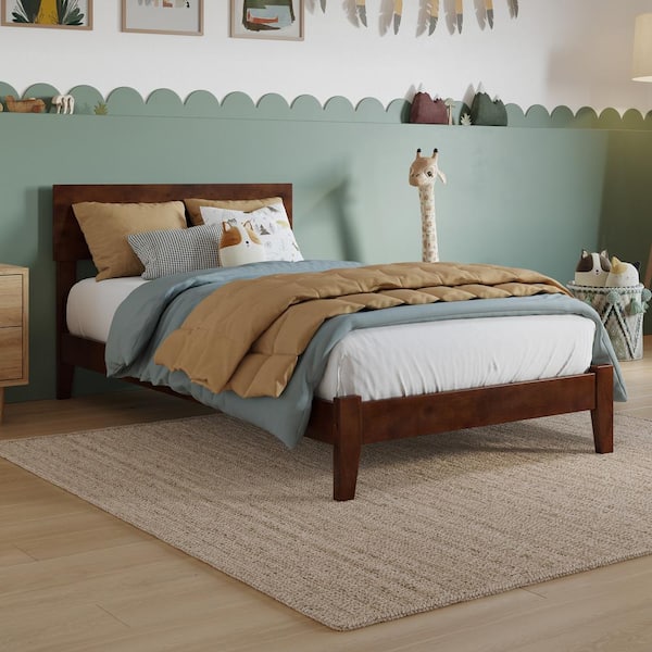 AFI Orlando Walnut Brown Solid Wood Frame Twin Low Profile Platform Bed
