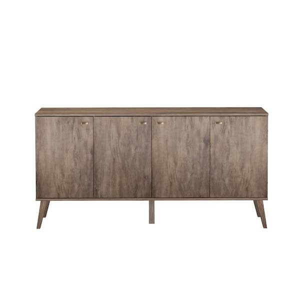 null Milo Mid-Century Modern Drifted Gray 4-Door Buffet