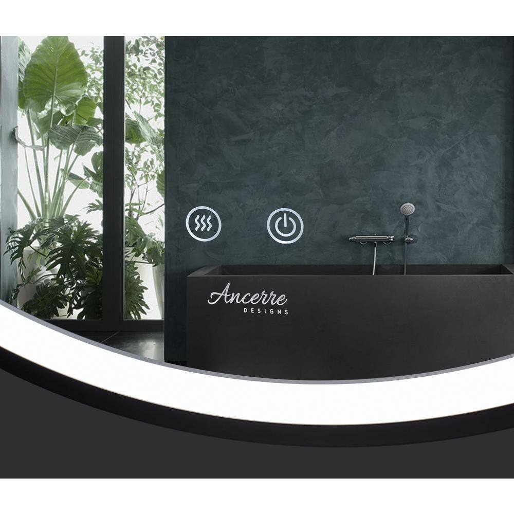 30-Inch Round Black Aluminum Bathroom Vanity Mirror with LED Light