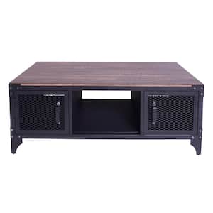 Blair 47 .75 in. Dark Walnut and Sand Black Rectangle MDF Coffee Table