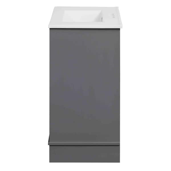 30 in. W x 20 in. D Bath Vanity in Huron Gray with Vitreous China Vanity Top in White with White Basin