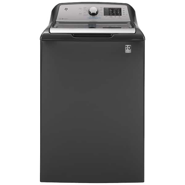 GE 4.8 cu. ft. High-Efficiency Diamond Gray Top Load Washing Machine with FlexDispense and Sanitize with Oxi, ENERGY STAR