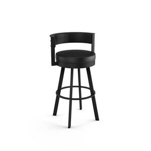 Browser 26 in. Black Faux Leather Black Metal Swivel Counter Stool