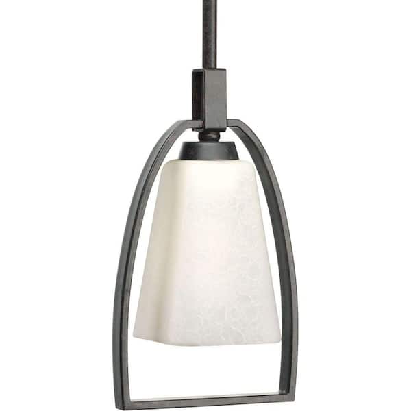 Progress Lighting Ridge Collection 1-Light Espresso Mini Pendant with Etched Watermarked Glass