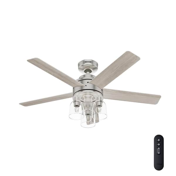 Hunter Lochemeade 52 in. Indoor Brushed Nickel Standard Ceiling Fan with LED and Remote Included