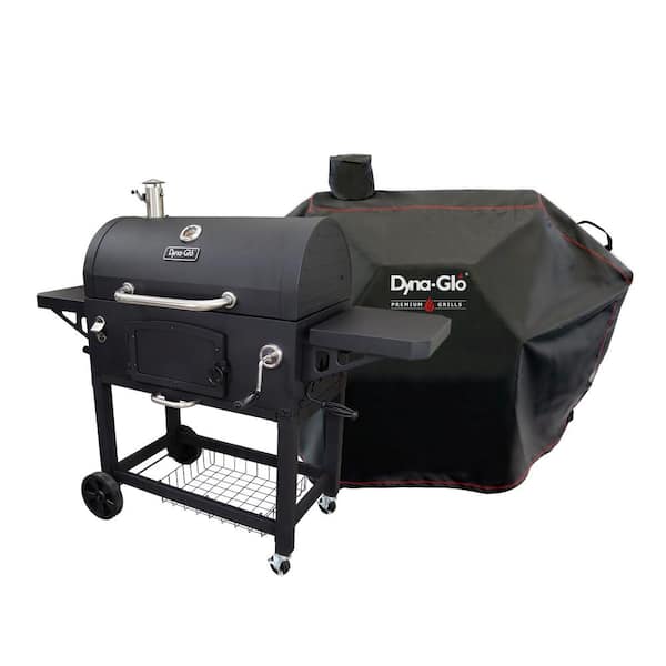 Charcoal Grill Cover Dyna Glo Heavy Duty Nylon PVC Weather Resistant Black Cart 