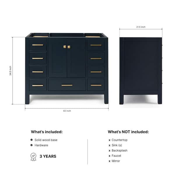 Cambridge 42 in. W x 21.5 in. D x 34.5 in. H Freestanding Bath Vanity Cabinet Only in Midnight Blue