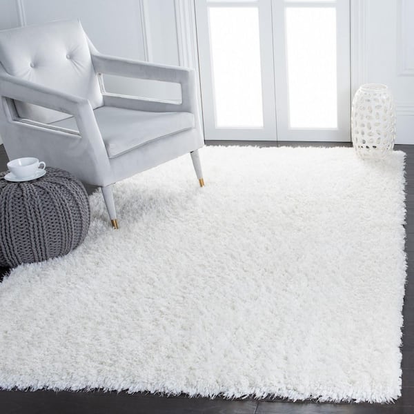 New Orleans Shag 8 ft. x 10 ft. Ivory Solid Flokati Area Rug