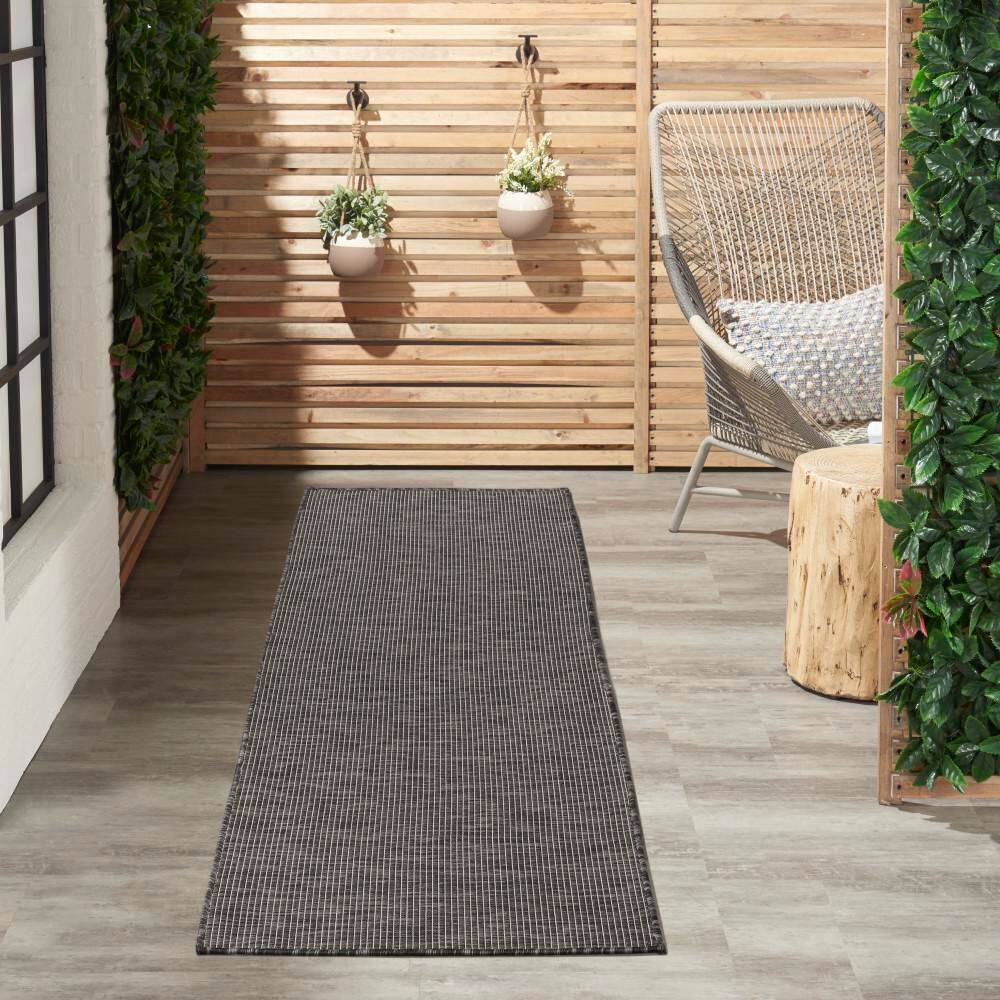 Charcoal Flat Woven Synthetic Runner Rug 2'2" x 8'0"