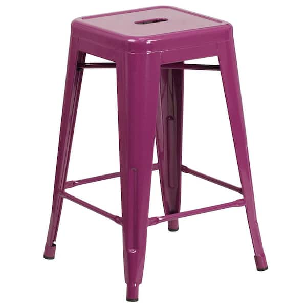 Flash Furniture 24 in. Purple Metal Bar Stool