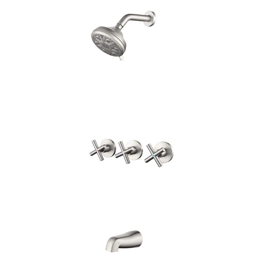 3-Handle 10-Spray Tub and Shower Faucet 2.5 GPM in Brushed Nickel Valve Included price history on PriceWatchPro