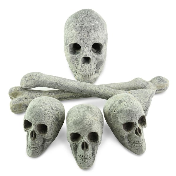 Fire Pit Essentials Ceramic Fire Pit Skulls and Crossbones Bundle Fireproof Decorations for Fire Pits and Fireplaces