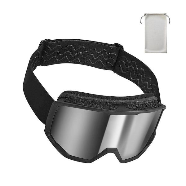 Ski Goggles, Cylindrical Silver Mirror Lens OTG Anti-Fog Snow Goggles for Men Women Youth, Ventilated TPU Frame