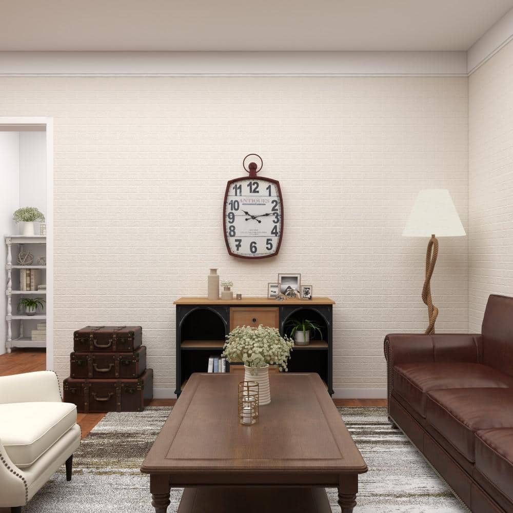 XL Red and White Vintage Metal Wall Clock