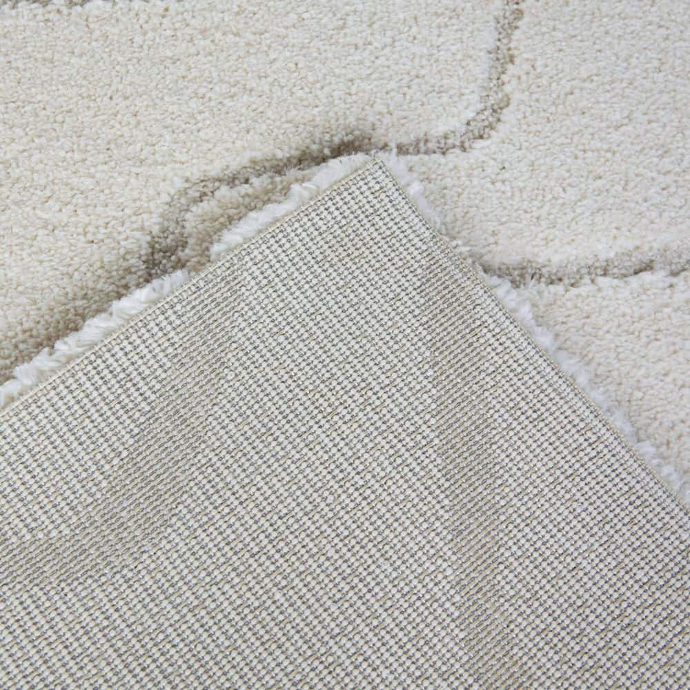 Cream Abstract Rectangular Synthetic Kids Area Rug 7'10" x 10'