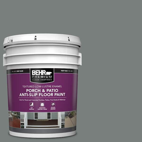 BEHR PREMIUM 5 gal. #PPU25-18 Shutter Gray Textured Low-Lustre Enamel Interior/Exterior Porch and Patio Anti-Slip Floor Paint