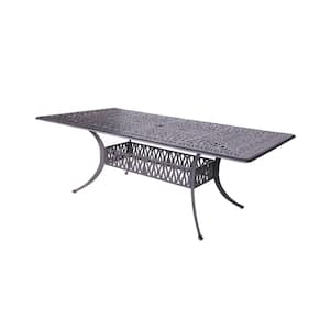 Aluminum Frame Rectangle 29 in. H Outdoor Dining Table with Umbrella Hole for Garden, Pergola(Seat 6)