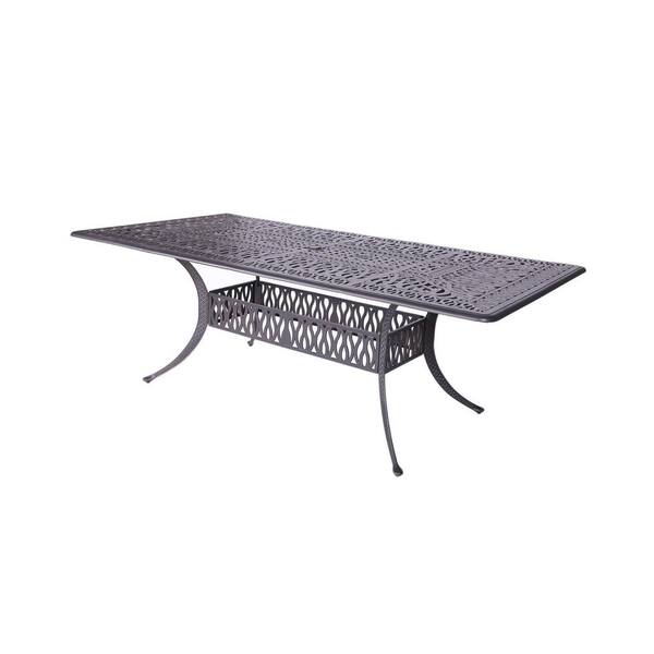 Mondawe Aluminum Frame Rectangle 29 in. H Outdoor Dining Table with Umbrella Hole for Garden, Pergola(Seat 6)