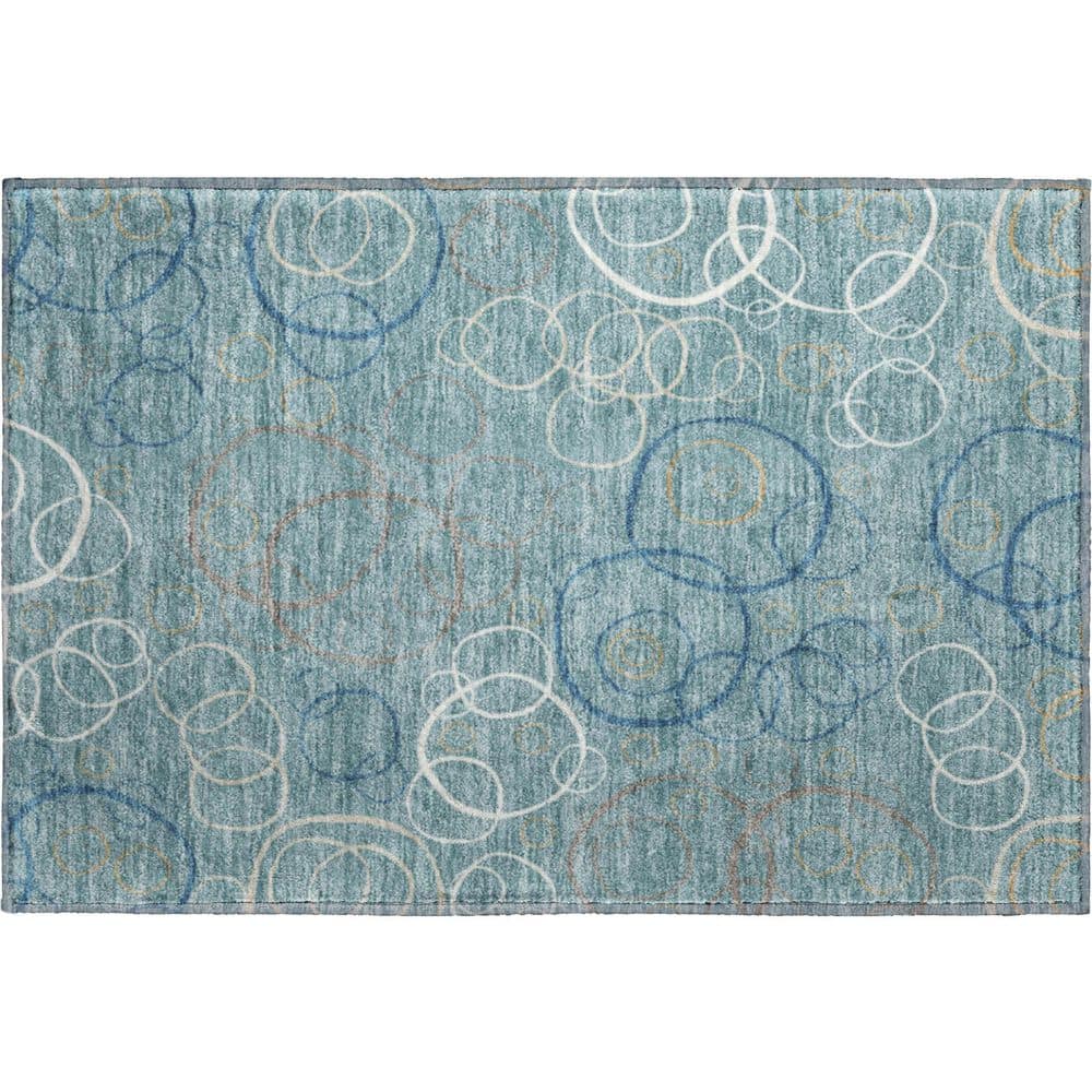 Mayfield Premium Machine Washable Abstract AMF2408 Teal 2 ft. x 3 ft. Accent Rug price history on PriceWatchPro