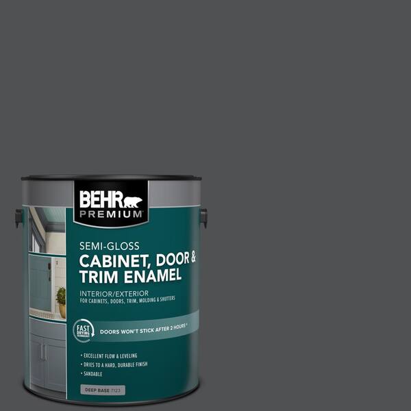 BEHR PREMIUM 1 gal. #PPU18-01 Cracked Pepper Semi-Gloss Enamel Interior/Exterior Cabinet, Door & Trim Paint