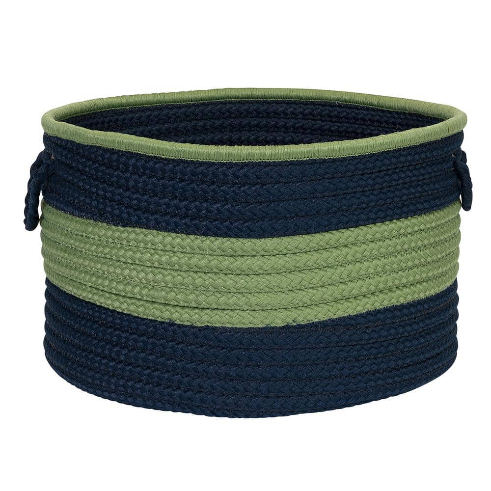 Color Pop Round Polypropylene Basket Navy/Green 14 in. x 14 in. x 10 in.