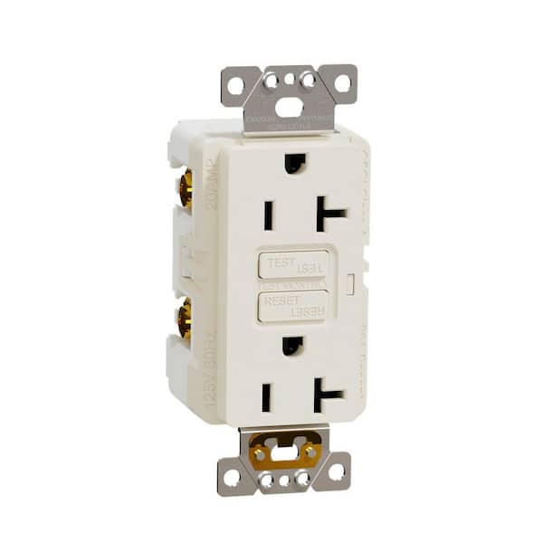 Square D X Series 20 Amp 125V Tamper Resistant Indoor GFCI Duplex Outlet Decorator Receptacle Back Wire Clamps Matte Light Almond