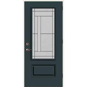 36 in. x 80 in. Left-Hand 3/4 Lite Decorative Glass Atherton Marine Fiberglass Prehung Front Door