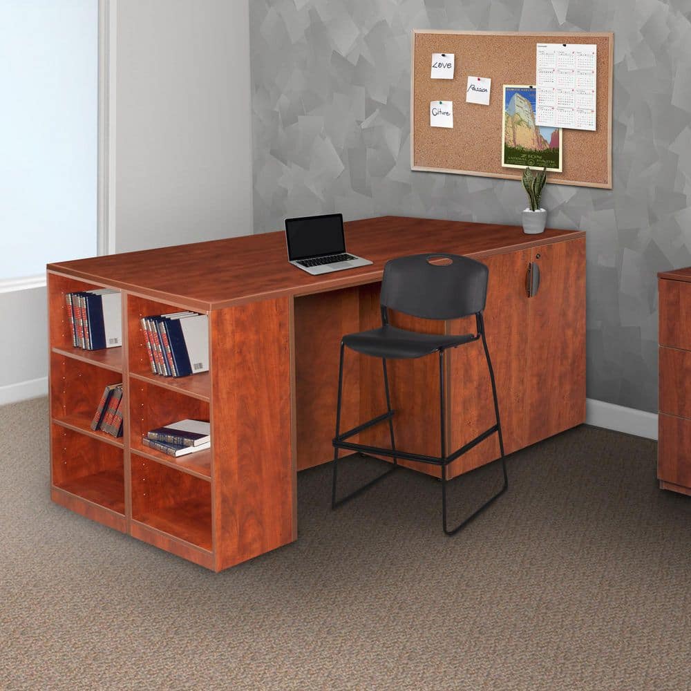 Legacy 85 in. Cherry Stand Up Desk / 3 Storage Cabinet Quad with Bookcase End price history on PriceWatchPro