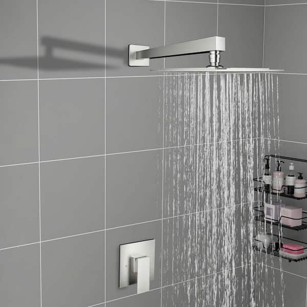 Single-Handle 1-Spray Wall Mount Shower Faucet 1.5 GPM with Pressure Balance in Brushed Nickel (Valve Included)