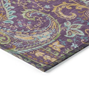 Chantille ACN533 Purple 8 ft. x 8 ft. Round Machine Washable Indoor/Outdoor Geometric Area Rug