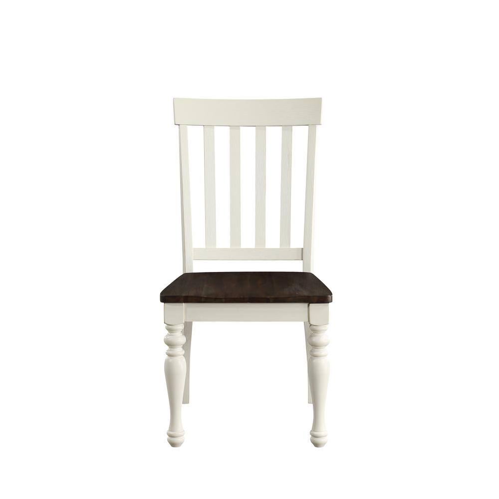 White and Mocha High Back Wood Side Chair Set