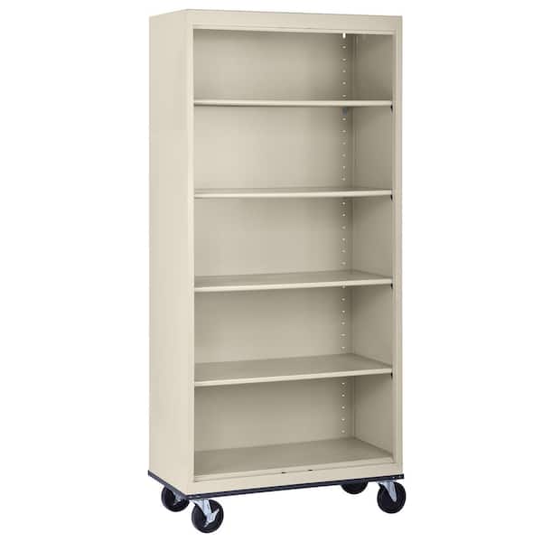 Sandusky Metal 5-shelf Cart Bookcase with Adjustable Shelves in Putty (78 in.)
