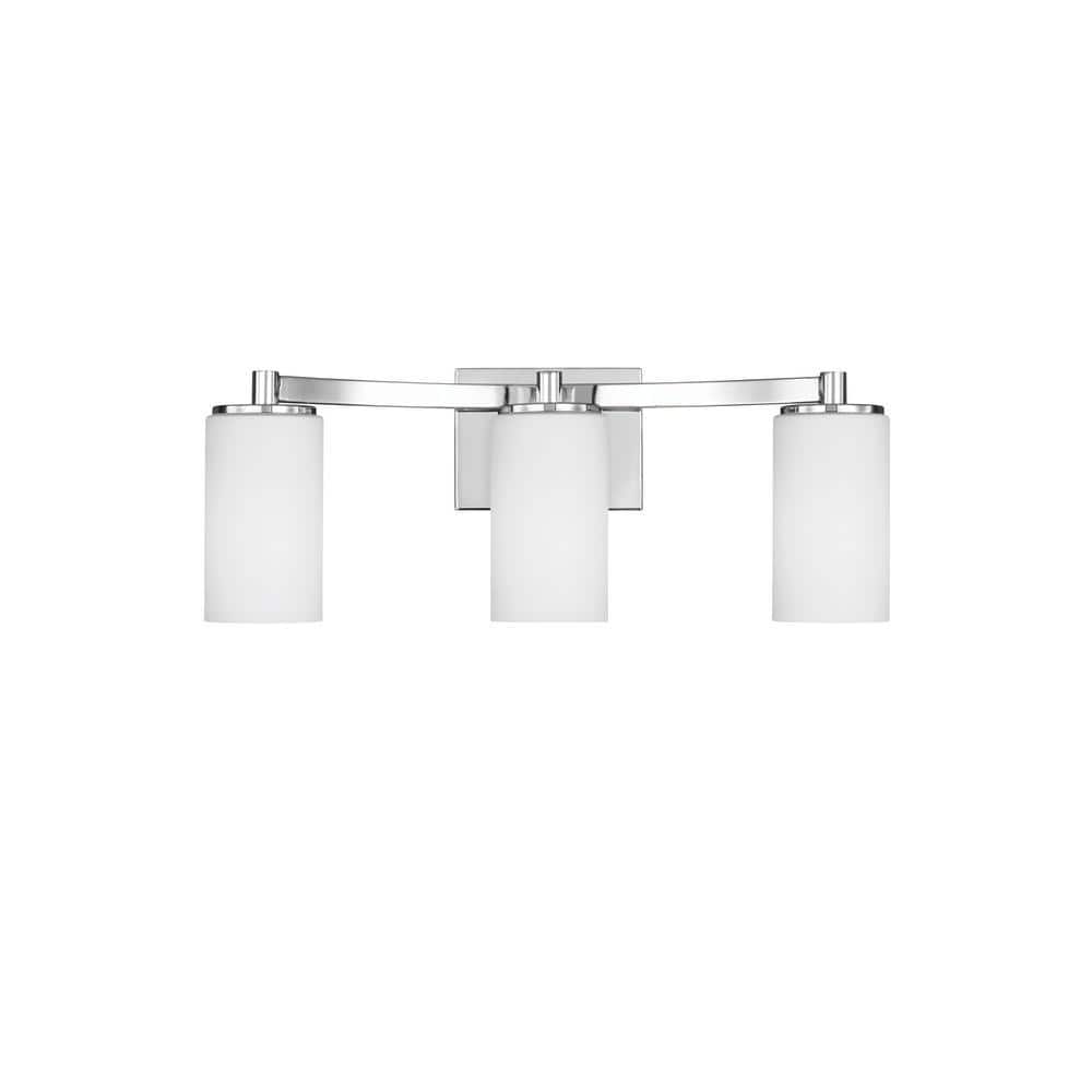 Chrome 3-Light Vanity with Etched Glass Shades