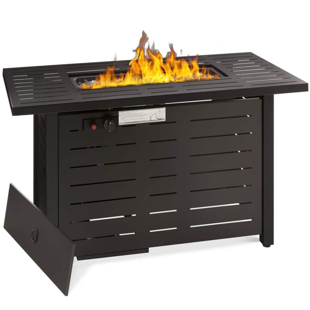 Best Choice Products Dark Brown 42 in. Rectangular Steel Fire Pit Table