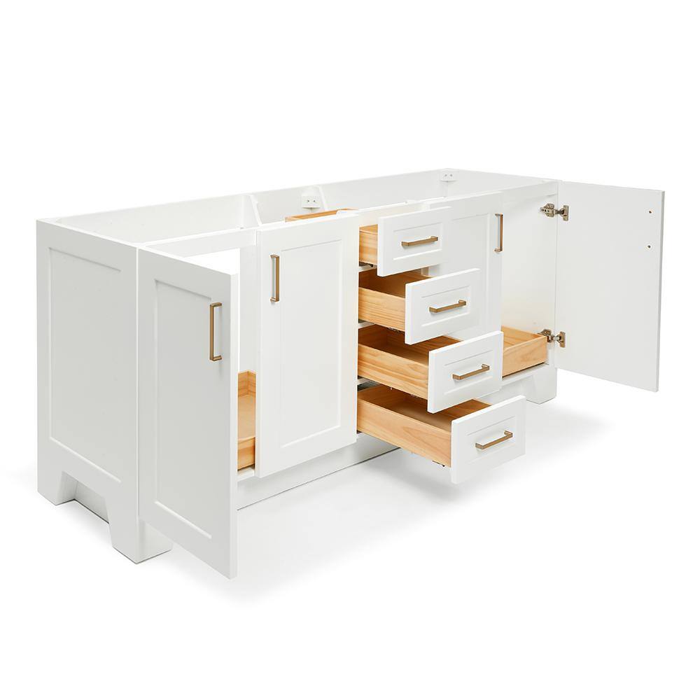 Taylor 72" White Double Freestanding Vanity with Brass Hardware