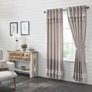 Florette 40 in W x 84 in L French Country Ruffled Light Filtering Rod Pocket Window Panel Taupe Brown Mauve Pair