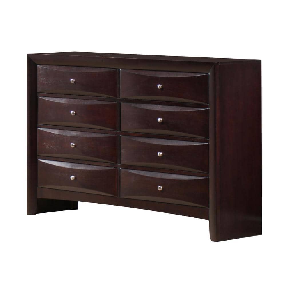Mahogany Brown Double Dresser with Dovetail Drawers
