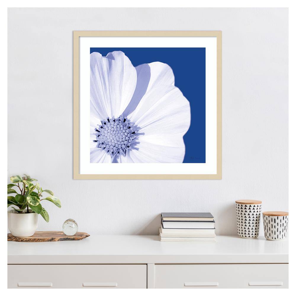 Flower Pop Blue III Graphic Art Print with Natural Wood Frame