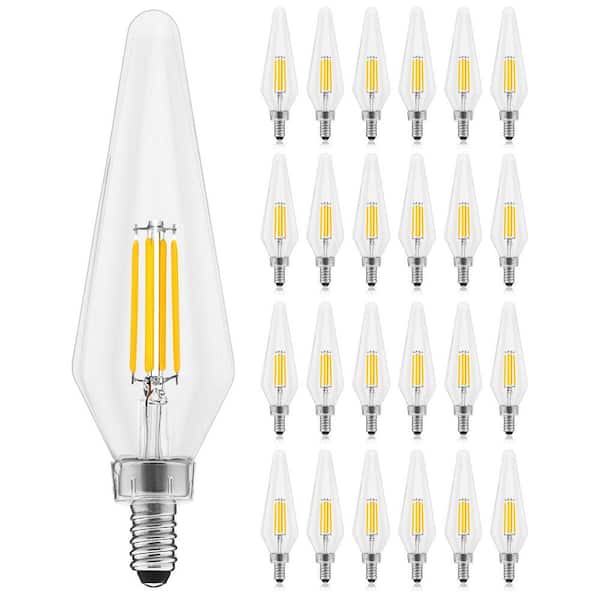 LUXRITE 60-Watt Equivalent HX10.5 Glass Dimmable E12 Base Edison LED Light Bulb 4.5-Watt 500 Lumens Wet Rated 2700K (24-Pack)