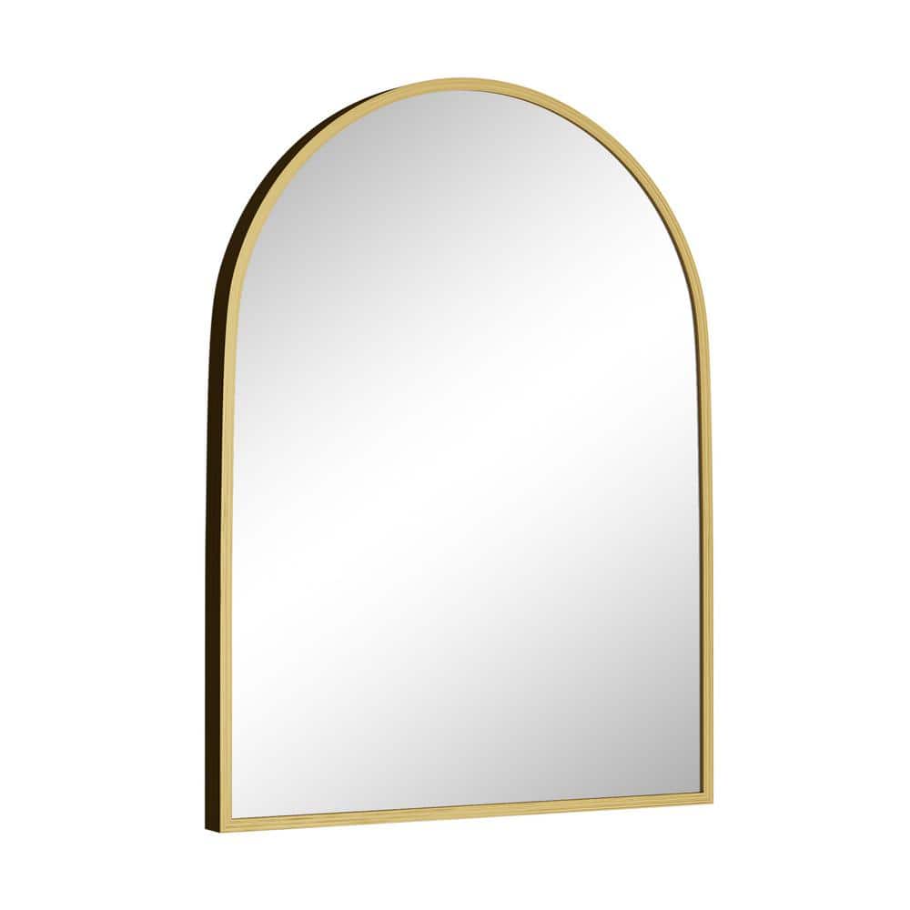 Luxury Quality Gold 24 in. W x 32 in. H Elegant Scalloped Aluminum Alloy Fr