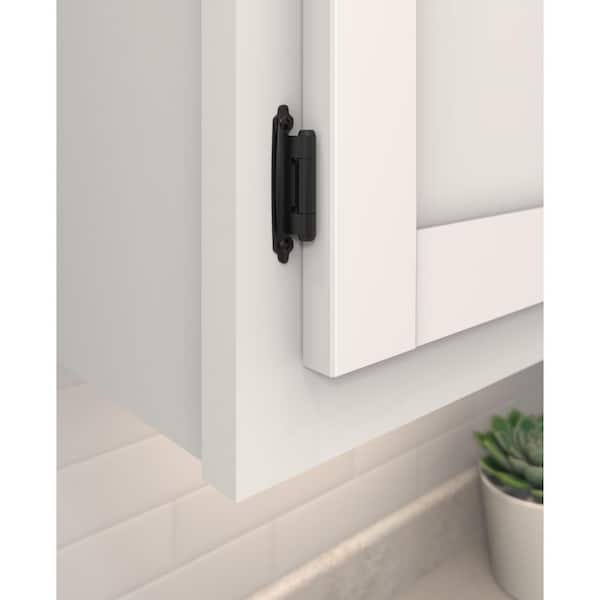 Matte Black Variable Overlay Self Closing, Face Mount Cabinet Hinge (2-Pack)