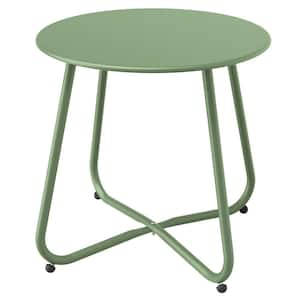 Bean Green Outdoor Weather Resistant Round Metal Patio Side Table