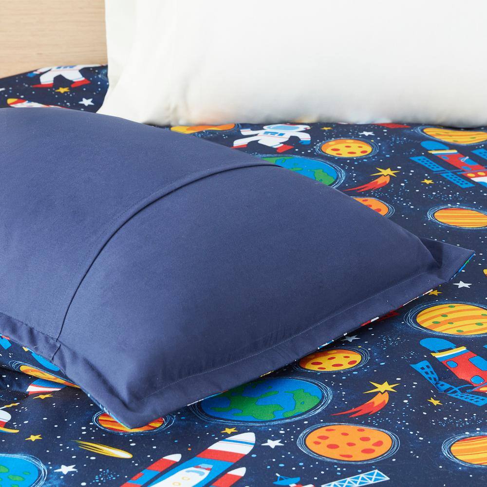 Navy Microfiber Outer Space Full Comforter Set