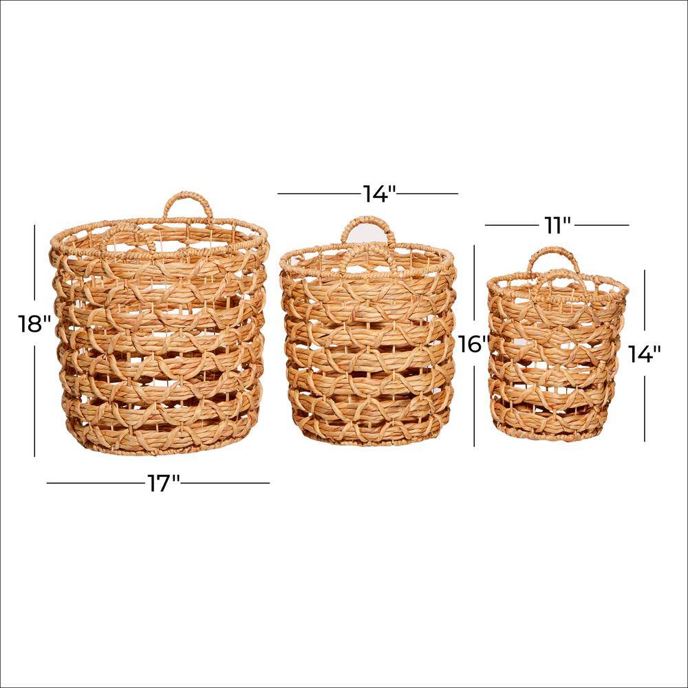 Coastal Seagrass Round Storage Baskets, Set of 3 - Tawny Brown
