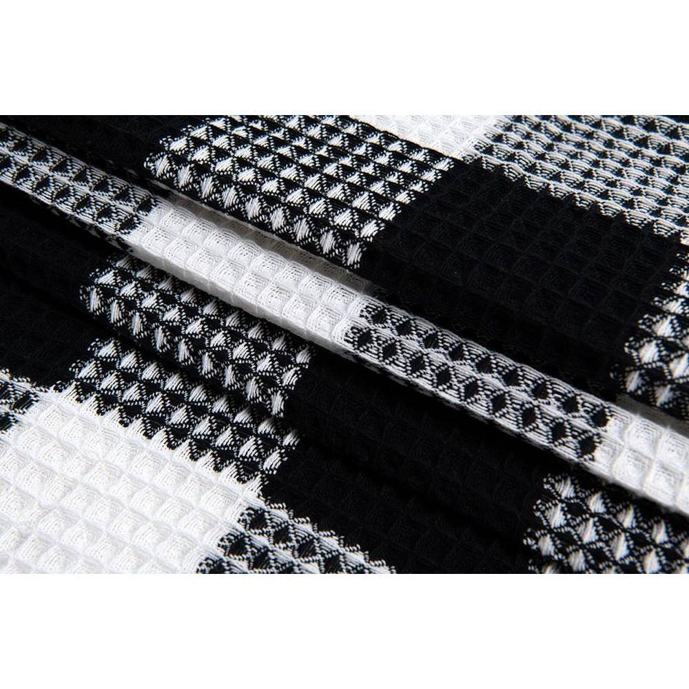 Imperial Black and White Cotton Checkered Shower Curtain with Liner