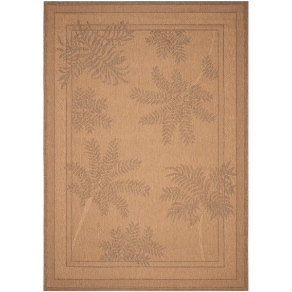 SAFAVIEH Courtyard Natural/Gold 5 ft. x 8 ft. Border Indoor/Outdoor Patio  Area Rug