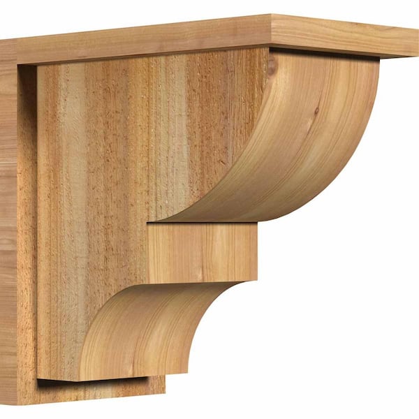 Ekena Millwork 8 in. x 14 in. x 14 in. Western Red Cedar Ridgewood Rough Sawn Corbel with Backplate